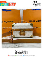 ORI หนังแท้ | LV Soul Trunk Monogram Dust coated canvas Bag กระเป๋าสะพายทรงกล่องโทนสีขาวคลาสสิก รุ่นใหม่สุดไอคอนิก ลายโมโนแกรมสวยงาม สะพายข้างชิคๆ พร้อมตอบรับได้ทุกลุค ทุกสไตล์