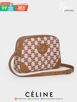 พรีเมี่ยมกิ๊ฟแท้ 100% 】พร้อมส่งที่ไทย ที่นี่ที่เดียว CELINE Camera Bag In Textile With Triomphe Embroidery