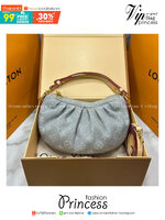 ORI หนังแท้ | LV Pochette Valley bag Grey Denim / LV Hobo Bag กระเป๋าสะพายทรงโฮโบ ปรับลุคใหม่ด้วย Monogram Denim นำเสนอดีไซน์คลาสสิกสไตล์ร่วมสมัย