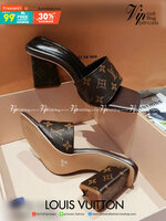 Louis Vuitton Thick Low Heel Shoes งานสวม LV สวย หรู ส้นสามเหลี่ยม เก๋ๆ สวมใส่ง่ายใช้งานไม่เมื่อย แมทส์ชุเง่าย น้ำหนักเบา