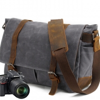 กระเป๋ากล้องวินเทจ canvas wax Dark grey