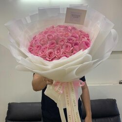 ช่อดอกกุหลาบชมพู50ดอก