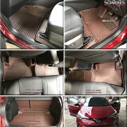 พรมปูพื้นรถยนต์5D TOYOTAC-HR Hybrid สีกาแฟ รวมชุดแผ่นท้าย ปิดเบาะ เต็มคัน 6ชิ้น