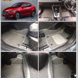 พรมดักฝุ่นไวนิล MAZDA 2 ปี2015-25 พรมดักฝุ่นในรถ แบบรีดขอบ สีเทา (เต็มคัน)