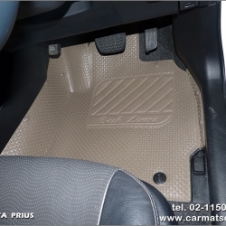 ยางปูพื้นรถยนต์ TOYOTA PRIUS พรมกระดุมเม็ดเล็ก รีดขอบ สีน้ำตาล (เต็มคัน)