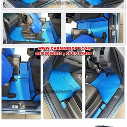 พรมปูพื้นรถยนต์ D-Max CAB2012-2019 ลายกระดุม สีน้ำเงินขอบดำ เต็มคัน 12 ชิ้น