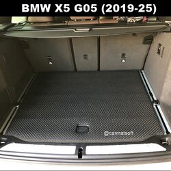 แผ่นปูท้ายรถ BMW X5 G05 (2019-25) ลายกระดุมเล็กPVC สีดำ เข้ารูป ตรงรุ่นรถ ธรรมดา+Pugin Hydrid