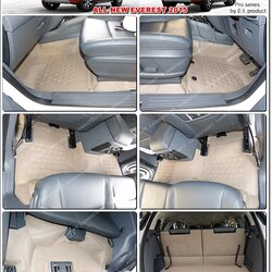 พรมปูพื้นรถยนต์ FORD EVEREST 2015-21 พรมลายหนังเรียบ รีดขอบ สีน้ำตาล เต็มคัน+ปิดเบาะเเถว3