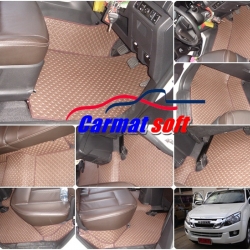 พรมปูพื้นรถยนต์ISUZU D-Max 4D ปี2012-18 ดีแม็ค 4ประตู พรมลายกระดุม สีน้ำตาล เต็มคัน