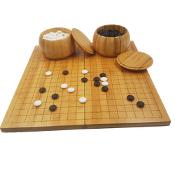 ชุดหมากล้อมกระดาน19x19เส้นพับได้หนา2cm.พร้อมเม็ดเมลามีนและโถหมากไม้Torreya