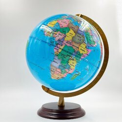 ลูกโลกPVCฐานไม้ แกนไม้ ขนาดเส้นผ่าศูนย์กลาง12.8นิ้ว (32 Cm.) แผนที่ลูกโลก ภาษาอังกฤษ