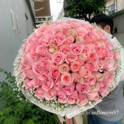 ช่อกุหลาบชมพู100ดอก