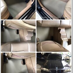 ยางปูพื้นรถยนต์BMW E46 รุ่น minimat กระดุมเม็ดเล็ก สีครีม (5ชิ้น)