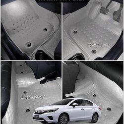 พรมปูพื้นรถยนต์ HONDA CITY 2020 พรมลายหนังเรียบ สีเทา สวยทนทาน เข้ารูป ตรงรุ่นรถ เต็มคัน