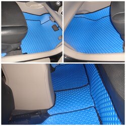พรมปูพื้นรถยนต์TOYOTA ALTIS ปี2008-14 พรมลายกระดุม สีน้ำเงินขอบดำ 12ชิ้น เต็มคัน