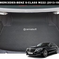 แผ่นปูท้ายรถ BENZ S-CLASS W222 (ปี2013-19) ลายกระดุมเล็กPVC สีดำ เข้ารูป ตรงรุ่นรถ
