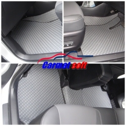 พรมปูพื้นรถยนต์Toyota Prius พรมลายกระดุม สีเทาขอบดำ เต็มคัน