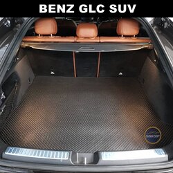 แผ่นปูท้ายรถยนต์ BENZ GLC SUV ลายกระดุมPVC สีดำ
