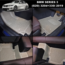 พรมไวนิลดักฝุ่นรีดขอบ BMW SERIES 3 (G20) 320d / 330i 2019 สีครีม