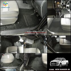 พรมดักฝุ่นไวนิล FORD RANGER 4ประตู 2012-21 พรมไวนิลกุ๊นขอบ สีดำ เต็มคัน