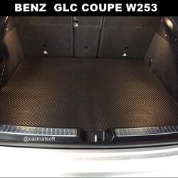 แผ่นปูท้ายรถยนต์ BENZ GLC COUPE ลายกระดุมเล็กpvc สีดำ