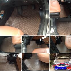 พรมปูพื้นรถยนต์HONDA JAZZ GE ปี2008-14 พรมลายกระดุม สีน้ำตาล เต็มคัน+แผ่นท้าย+ปิดเบาะ