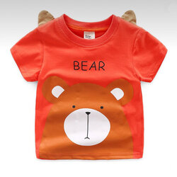 เสื้อยืดแขนสั้นเด็กเล็กผ้าคอตตอนแท้