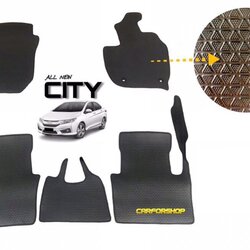 พรมปูพื้นรถยนต์ HONDA CITY 2014-19 (5ชิ้น) ลายสนุ๊กสีดำ เข้ารูป