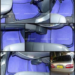 พรมปูพื้นรถยนต์ COLLORA AE111-AE112 พรมลายกระดุมสีม่วงขอบดำ เต็มคัน