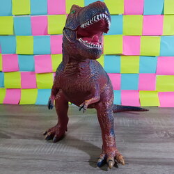 ตุ๊กตายางไดโนเสาร์ทีเร็กซ์สีแดงดำ