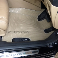 ยางปูพื้นรถยนต์ HONDA CIVIC 2006-2011 FD พรมกระดุมเม็ดเล็กสีครีม เต็มคัน