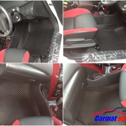 พรมปูพื้นรถยนต์Toyota vios ปี2007-12 พรมลายกระดุม สีดำด้ายแดง เต็มคัน