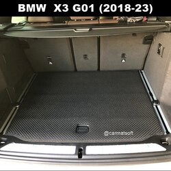แผ่นปูท้ายรถ BMW X3 G01 (ปี2018-23) ลายกระดุมเล็กPVC สีดำ เข้ารูป ตรงรุ่นรถ