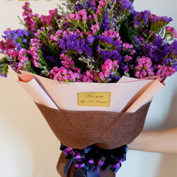 ช่อดอกไม้ ช่อสแตติสม่วงชมพูช่อใหญ่