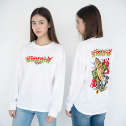 77design เสื้อแขนยาว ผ้าไมโคร วัยรุ่นร้อยละยี่ สีขาว