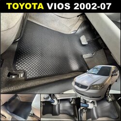 ยางปูพื้นรถยนต์ TOYOTA VIOS 2002–2007 ลายกระดุมเม็ดเล็ก PVC เข้ารูป เนี้ยบ ทน สวยครบ 5ชิ้น
