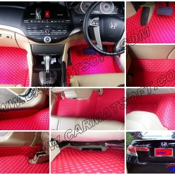 พรมปูพื้นรถยนต์ HONDA ACCORD ปี2008-12 (G8) พรมลายกระดุม สีแดง เต็มคัน