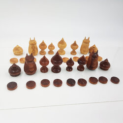 ตัวหมากรุกไทยไม้ชุดกุมภัณฑ์ ครบชุดไม้แดงและไม้ยางเกรดเอ