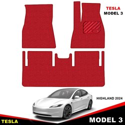 พรมดักฝุ่นไวนิล TESLA MODEL 3 HIGHLAND 2024 พรมดักฝุ่นในรถ เทสล่า โมเดล3 เข้ารูป ภายในรถ 3ชิ้น