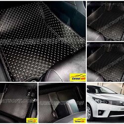 พรมปูพื้นรถยนต์ TOYOTA ALTIS 2014-19 ลายกระดุม สีดำ เต็มคัน