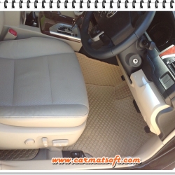 พรมปูพื้นรถยนต์Toyota Camry ปี2012-2018 พรมลายกระดุม สีครีม เต็มคัน