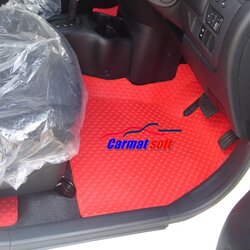 พรมปูพื้นรถยนต์Nissan March พรมลายกระดุม สีแดง เต็มคัน