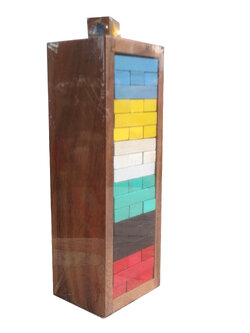Jenga เกมตึกถล่มไม้แบบสีพร้อมลูกเต๋า(ไซส์กลาง)