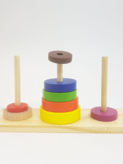 เกมแก้ปริศนาหอคอยฮานอยไม้สี 8 ชั้น