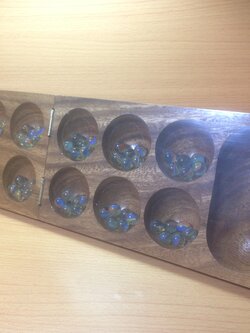 หมากขุม หมากหลุม Mancala Kalaha แบบลูกแก้ว14หลุมแบบพับได้