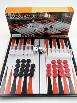 เกมกระดานแบ็กเกมมอนแม่เหล็กพับได้(UB 3820) Backgammon boardgame ขนาด25x25cm.