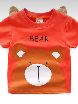 เสื้อยืดแขนสั้นเด็กเล็กผ้าคอตตอนแท้