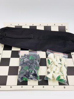 ชุดกระเป๋าพร้อมตัวหมากรุกสากลเรซิ่นมีน้ำหนักและกระดานผ้ายาง