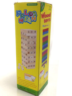 เกมตึกถล่มไม้ เจงก้าไม้ขนาด16 ชั้น มีสองแบบ แบบตัวเลขและสี