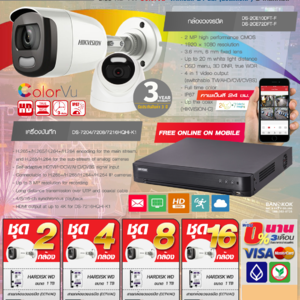 PROMOTION SะUU HD TVI Colorlu ภาพป็นสี 24 ชม. (ย้อนแสงได้ ) 2 ล้านพิกเซล